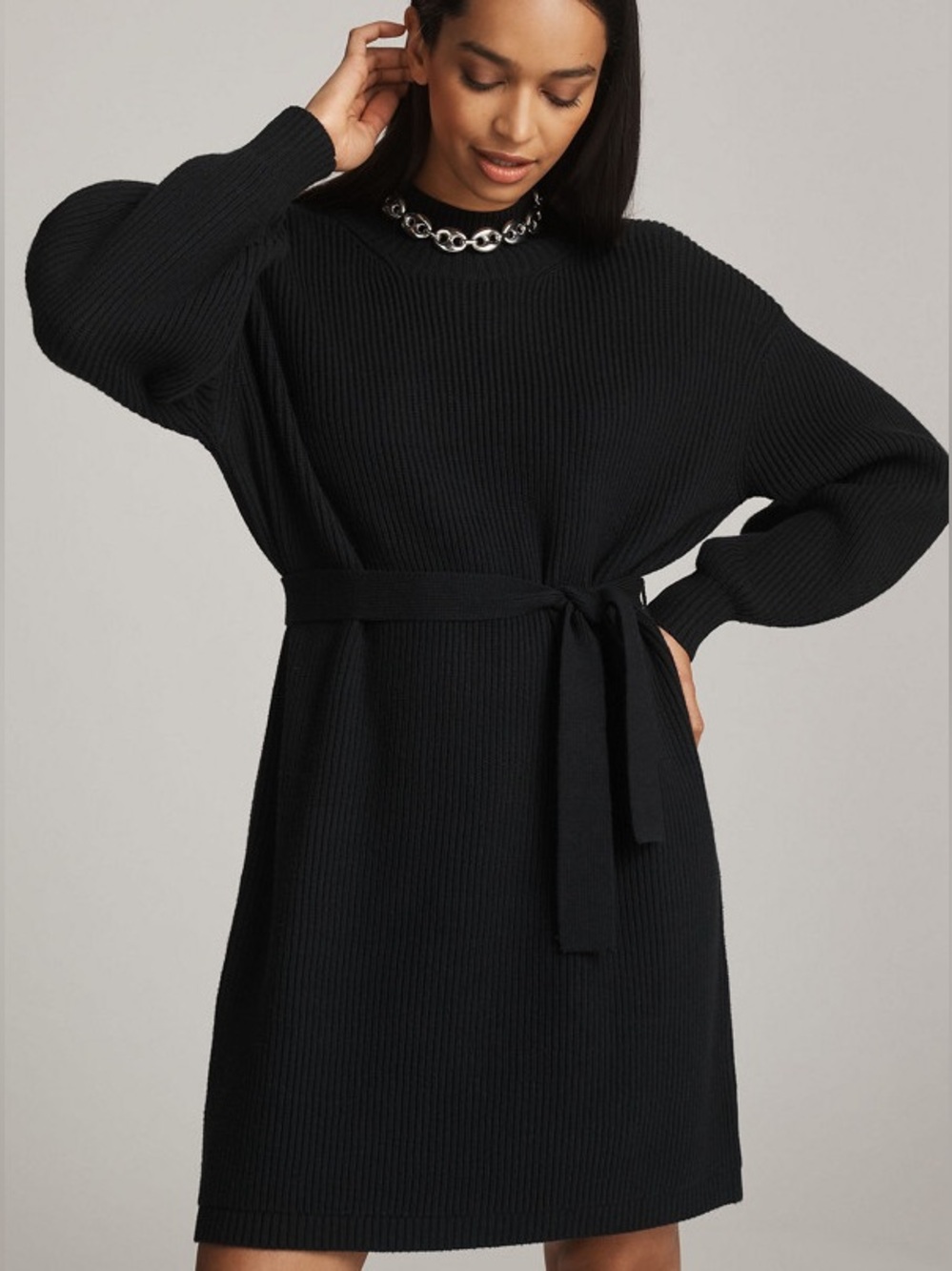 Anthropologie by Maeve | Long-Sleeve Mock-Neck Tie-Waist Mini Dress | NWT